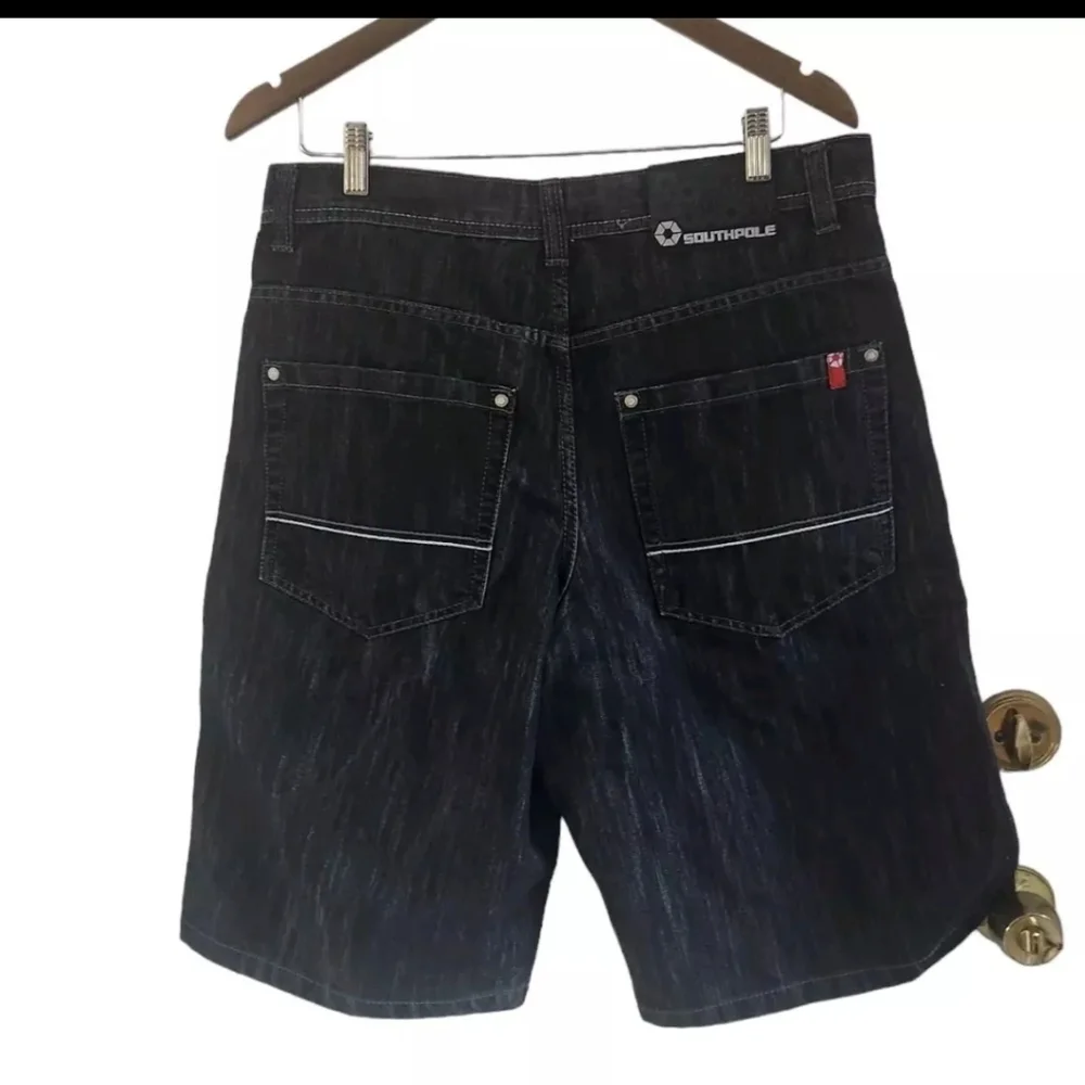 Southpole Men's 36 Jean Shorts Black Denim Hip Hop Baggy Skater VTG Wide Leg Y2K - Picture 3 of 5